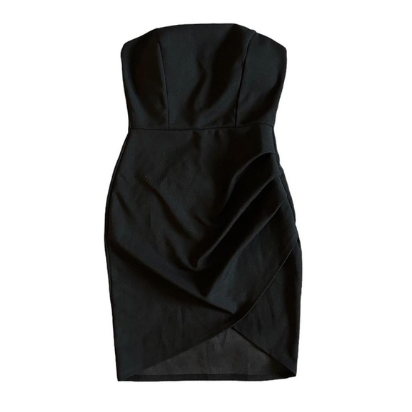 Charlotte Russe Wrap Ruched Strapless Mini Dress in Bow Tie Black New with Tags - Picture 3 of 8